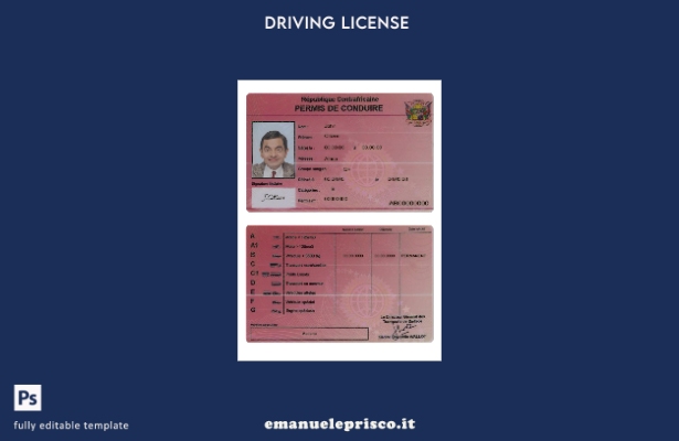 verified style modello di patente di guida dell'Africa centrale in stile verificato template